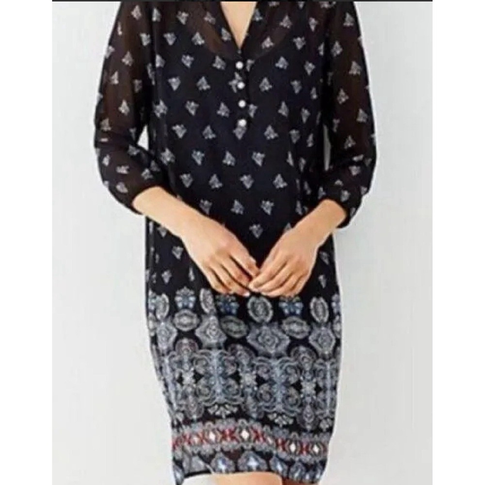 J. Jill Night Sky Shift Dress Medium Lightweight Career Preppy Comfortable EUC